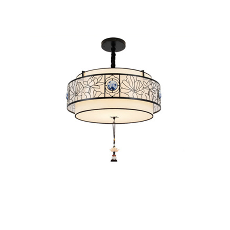 Traditional Chinese Bamboo Pattern Chandelier 3-Light Fixture for Living Room