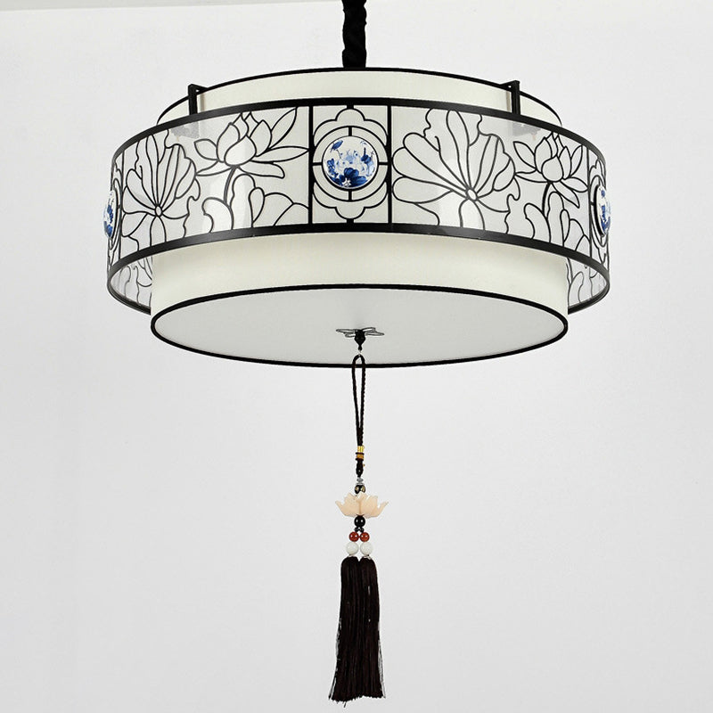 Traditional Chinese Bamboo Pattern Chandelier 3-Light Fixture for Living Room