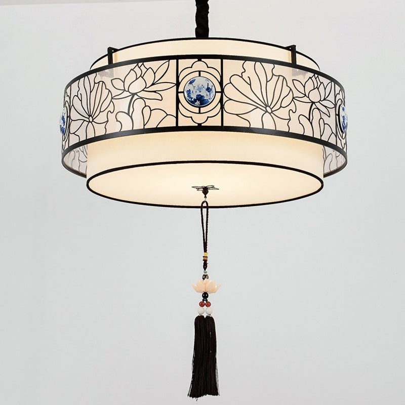 Traditional Chinese Bamboo Pattern Chandelier 3-Light Fixture for Living Room