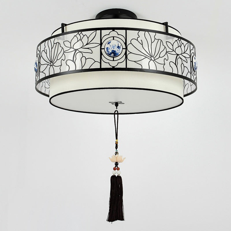 Traditional Chinese Bamboo Pattern Chandelier 3-Light Fixture for Living Room