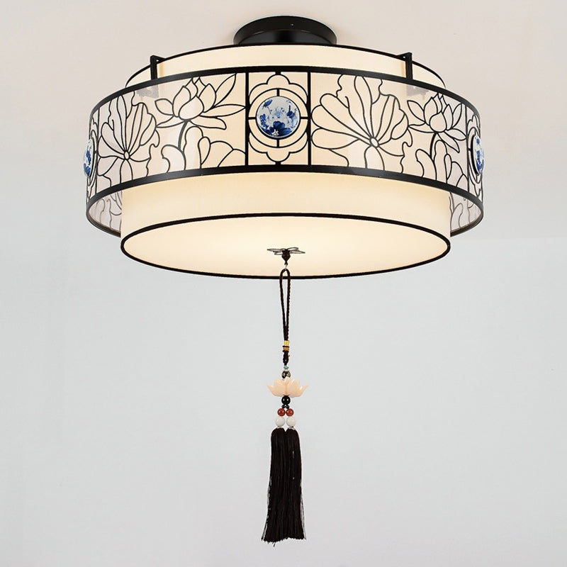 Traditional Chinese Bamboo Pattern Chandelier 3-Light Fixture for Living Room