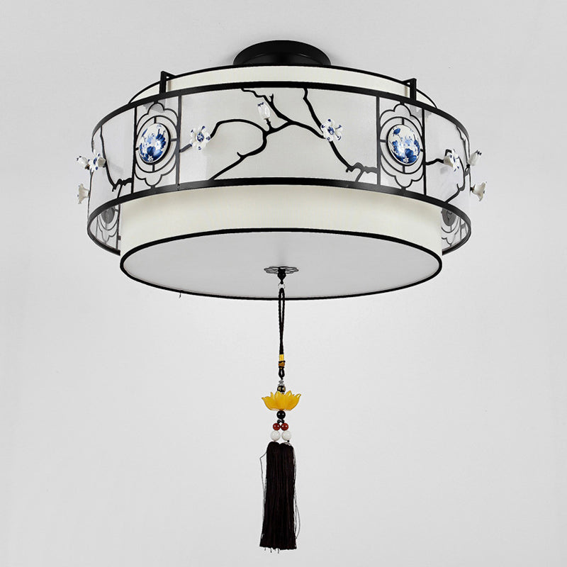 Traditional Chinese Bamboo Pattern Chandelier 3-Light Fixture for Living Room