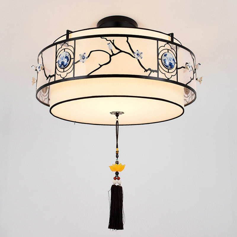 Traditional Chinese Bamboo Pattern Chandelier 3-Light Fixture for Living Room