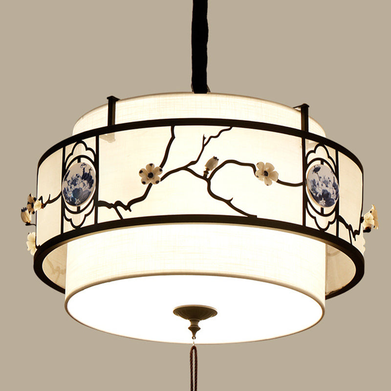 Traditional Chinese Bamboo Pattern Chandelier 3-Light Fixture for Living Room