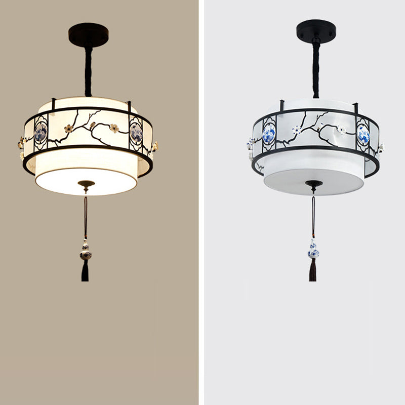 Traditional Chinese Bamboo Pattern Chandelier 3-Light Fixture for Living Room