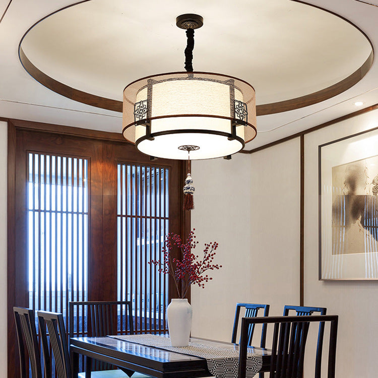 Traditional Chinese Bamboo Pattern Chandelier 3-Light Fixture for Living Room
