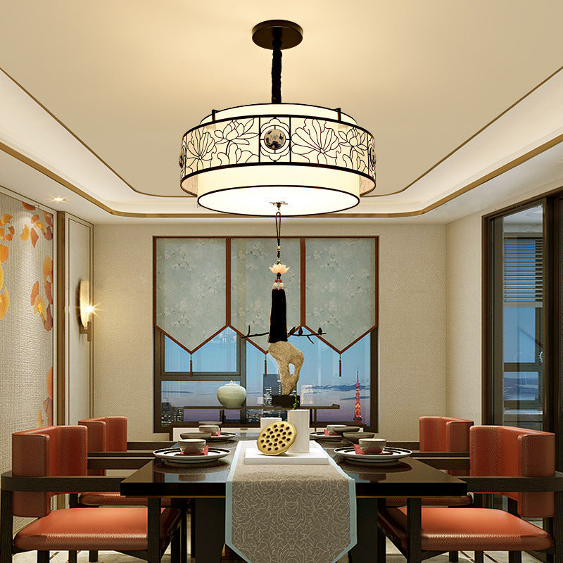Traditional Chinese Bamboo Pattern Chandelier 3-Light Fixture for Living Room