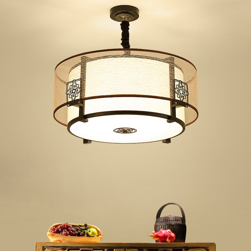Traditional Chinese Bamboo Pattern Chandelier 3-Light Fixture for Living Room