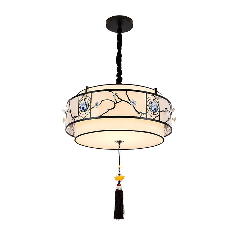 Traditional Chinese Bamboo Pattern Chandelier 3-Light Fixture for Living Room