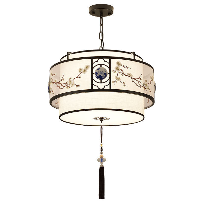 Traditional Chinese Bamboo Pattern Chandelier 3-Light Fixture for Living Room