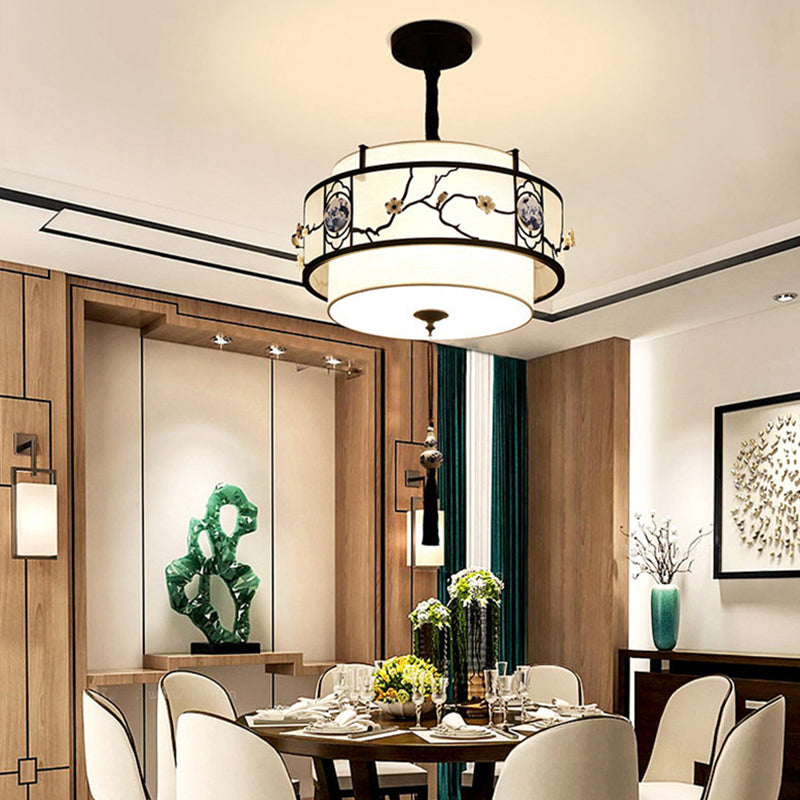 Traditional Chinese Bamboo Pattern Chandelier 3-Light Fixture for Living Room