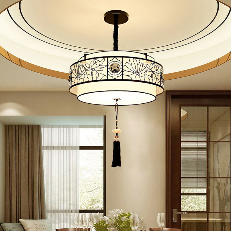Traditional Chinese Bamboo Pattern Chandelier 3-Light Fixture for Living Room