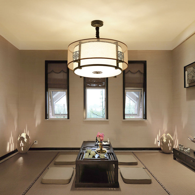 Traditional Chinese Bamboo Pattern Chandelier 3-Light Fixture for Living Room