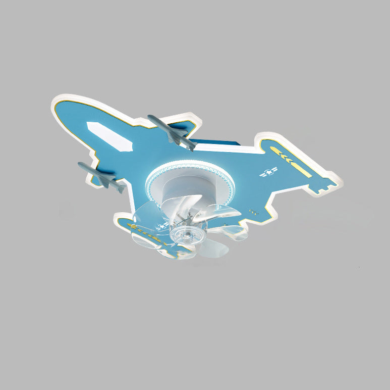 Modern Art Deco Kids Airplane Acrylic LED Ceiling Fan Light for Bedroom