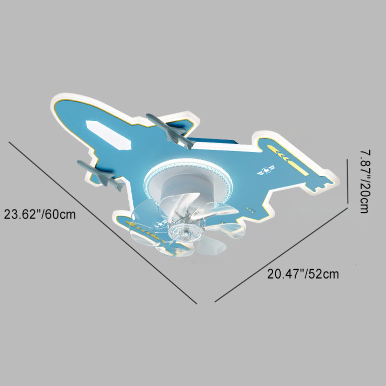 Modern Art Deco Kids Airplane Acrylic LED Ceiling Fan Light for Bedroom