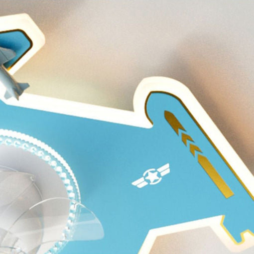 Modern Art Deco Kids Airplane Acrylic LED Ceiling Fan Light for Bedroom