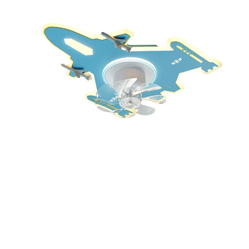 Modern Art Deco Kids Airplane Acrylic LED Ceiling Fan Light for Bedroom