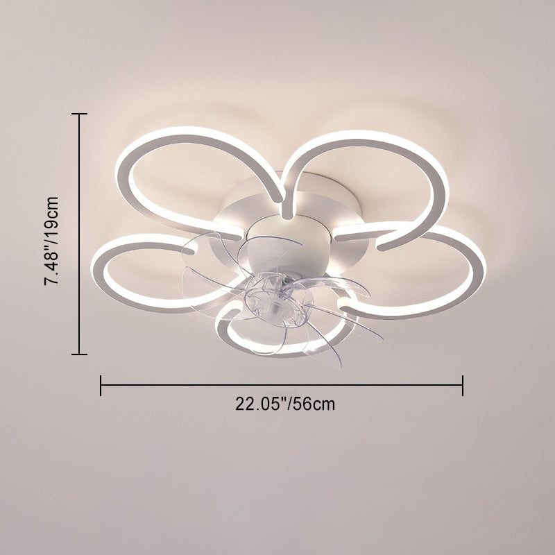 Modern Minimalist Flower LED Flush Mount Ceiling Fan Light - Round ABS Acrylic Design for Bedroom