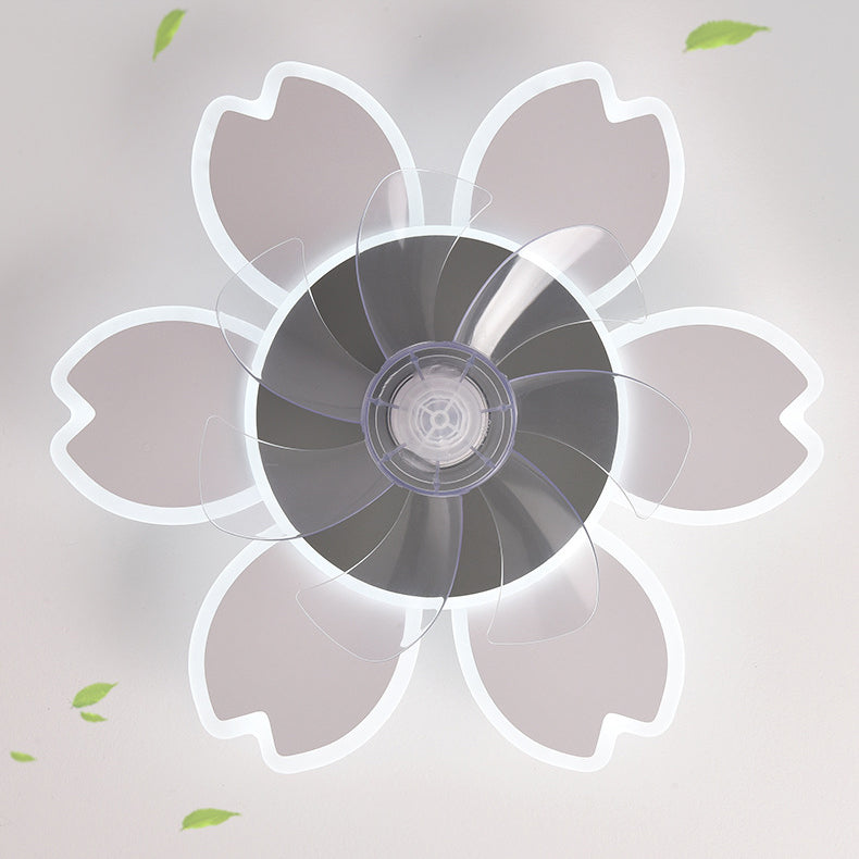 Modern Minimalist Flower LED Flush Mount Ceiling Fan Light - Round ABS Acrylic Design for Bedroom