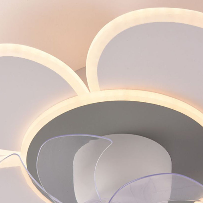 Modern Minimalist Flower LED Flush Mount Ceiling Fan Light - Round ABS Acrylic Design for Bedroom