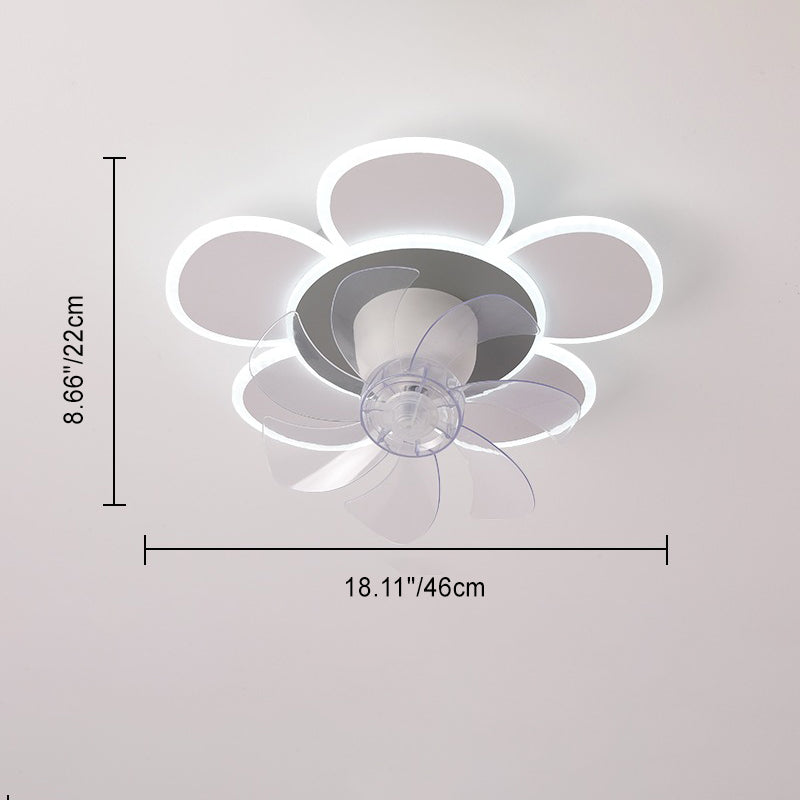 Modern Minimalist Flower LED Flush Mount Ceiling Fan Light - Round ABS Acrylic Design for Bedroom
