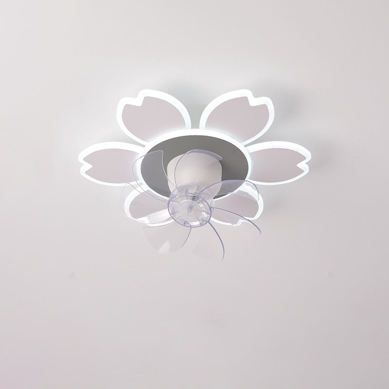 Modern Minimalist Flower LED Flush Mount Ceiling Fan Light - Round ABS Acrylic Design for Bedroom