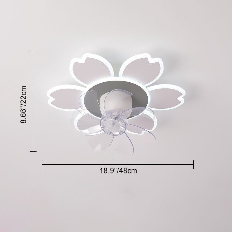 Modern Minimalist Flower LED Flush Mount Ceiling Fan Light - Round ABS Acrylic Design for Bedroom