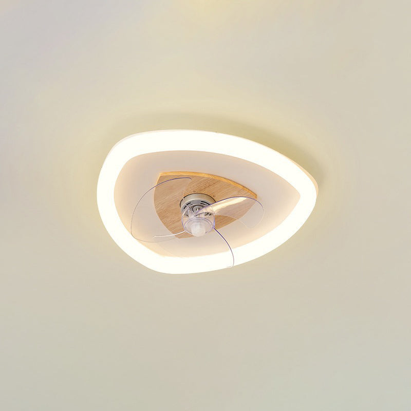 Modern Art Deco Triangle Pentagram LED Ceiling Fan Light - PVC Aluminum Flush Mount for Bedroom