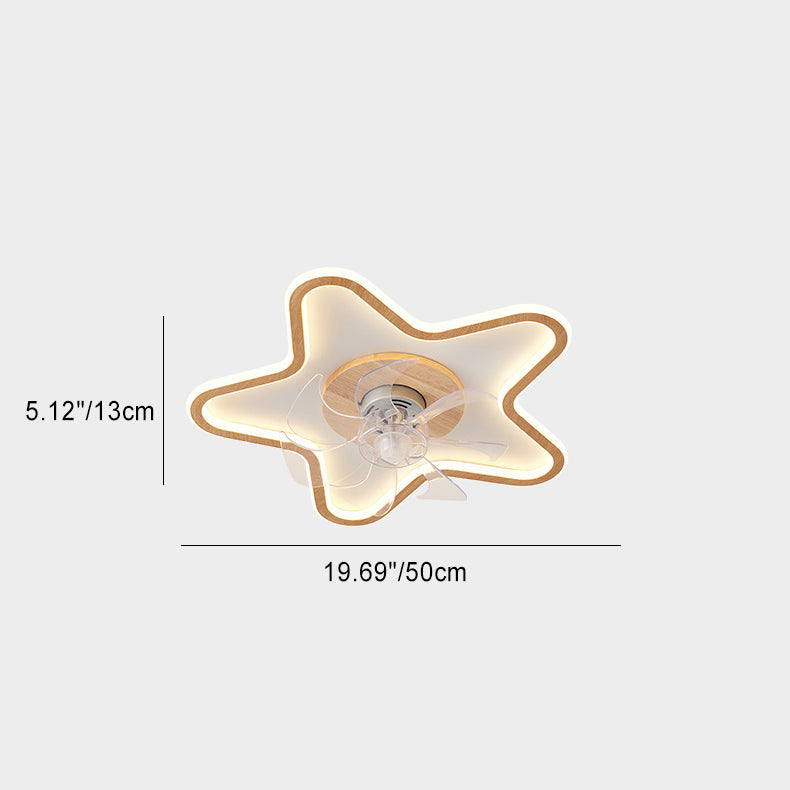 Modern Art Deco Triangle Pentagram LED Ceiling Fan Light - PVC Aluminum Flush Mount for Bedroom