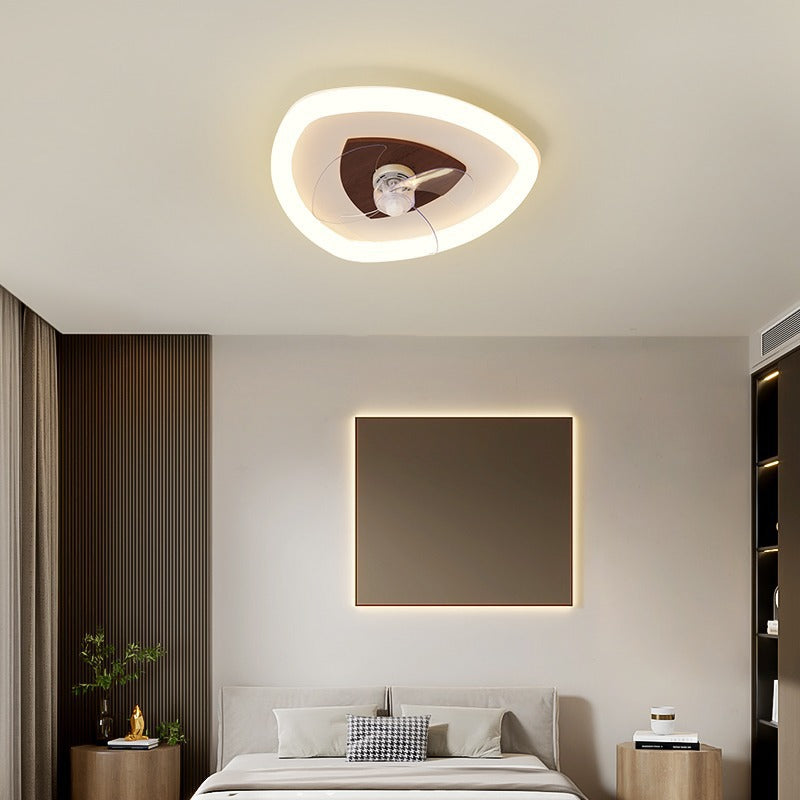 Modern Art Deco Triangle Pentagram LED Ceiling Fan Light - PVC Aluminum Flush Mount for Bedroom