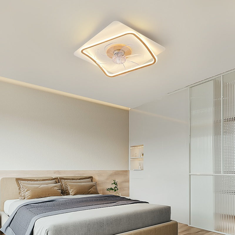 Modern Art Deco Triangle Pentagram LED Ceiling Fan Light - PVC Aluminum Flush Mount for Bedroom