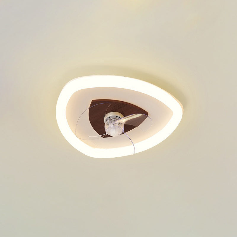 Modern Art Deco Triangle Pentagram LED Ceiling Fan Light - PVC Aluminum Flush Mount for Bedroom