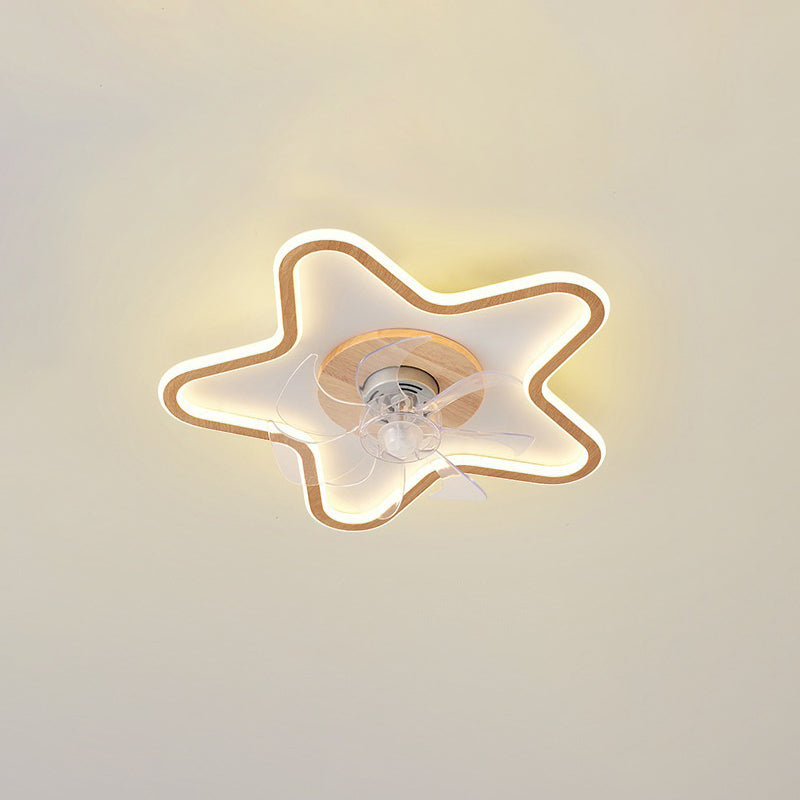 Modern Art Deco Triangle Pentagram LED Ceiling Fan Light - PVC Aluminum Flush Mount for Bedroom