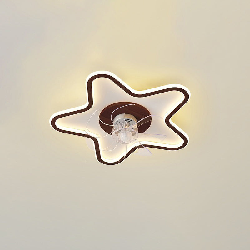 Modern Art Deco Triangle Pentagram LED Ceiling Fan Light - PVC Aluminum Flush Mount for Bedroom