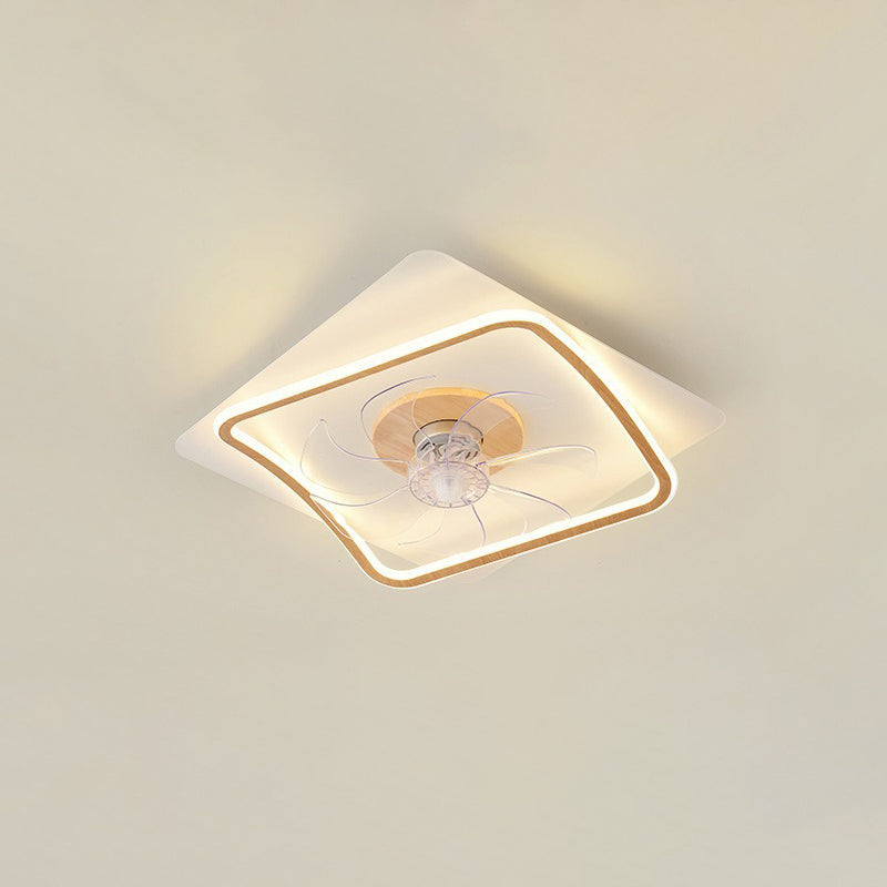 Modern Art Deco Triangle Pentagram LED Ceiling Fan Light - PVC Aluminum Flush Mount for Bedroom