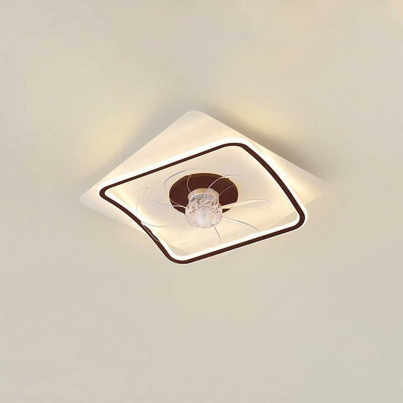 Modern Art Deco Triangle Pentagram LED Ceiling Fan Light - PVC Aluminum Flush Mount for Bedroom