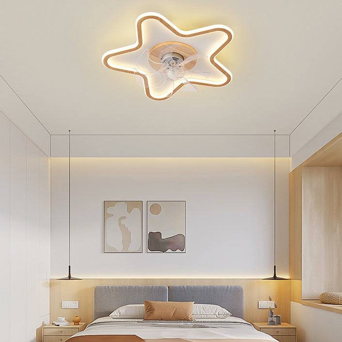Modern Art Deco Triangle Pentagram LED Ceiling Fan Light - PVC Aluminum Flush Mount for Bedroom