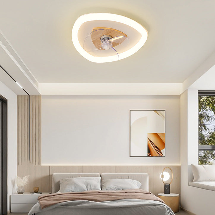 Modern Art Deco Triangle Pentagram LED Ceiling Fan Light - PVC Aluminum Flush Mount for Bedroom