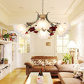 Traditional French Rose Chandelier - 4/6/9 Light Glass & Iron for Living Room
