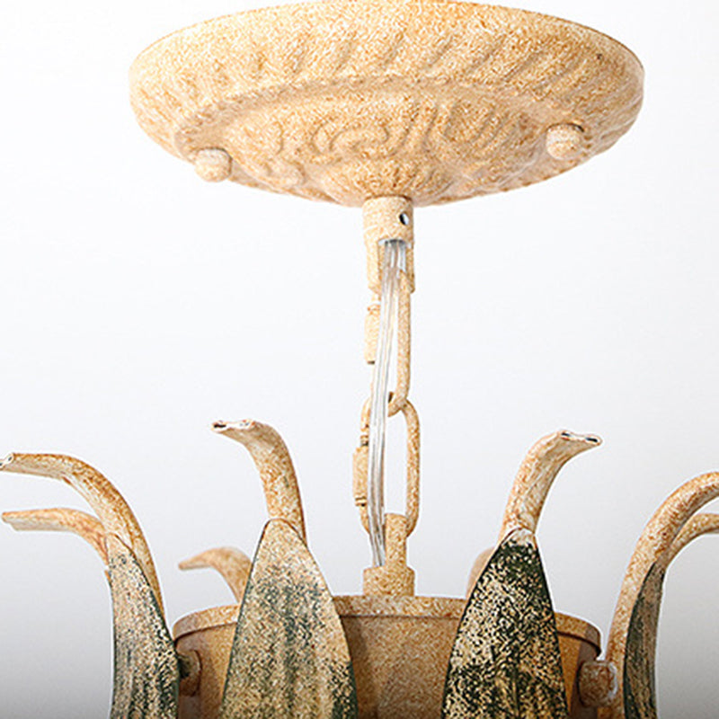 Traditional French Rose Chandelier - 4/6/9 Light Glass & Iron for Living Room
