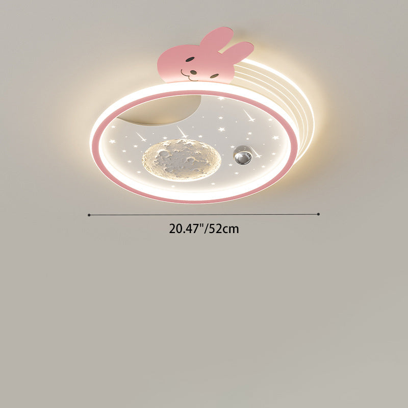 Modern Art Deco Kids Panda Planet Round Acrylic Resin Iron LED Flush Mount Ceiling Light Living Room Kids Bedroom Nursery Decor Stylish Lighting Fixture Cute Panda Design Modern Ceiling Light for Children’s Room Stylish Acrylic Light Fixture LED Ceiling L