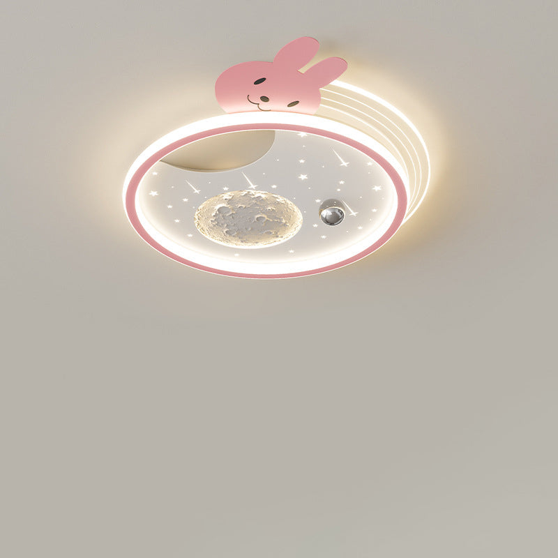 Modern Art Deco Kids Panda Planet Round Acrylic Resin Iron LED Flush Mount Ceiling Light Living Room Kids Bedroom Nursery Decor Stylish Lighting Fixture Cute Panda Design Modern Ceiling Light for Children’s Room Stylish Acrylic Light Fixture LED Ceiling L