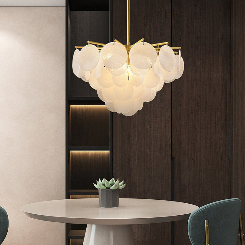 Contemporary Scandinavian Tapered Round Chandelier - 6/8/10 Lights, Glass & Iron Design for Living Room
