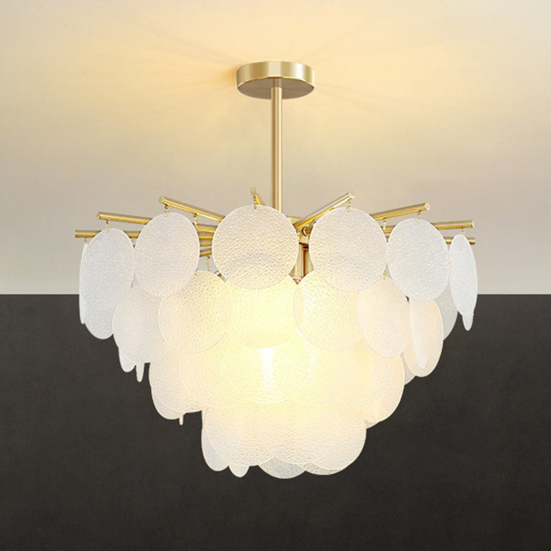 Contemporary Scandinavian Tapered Round Chandelier - 6/8/10 Lights, Glass & Iron Design for Living Room