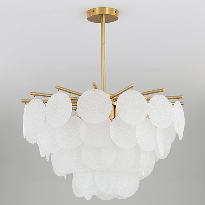 Contemporary Scandinavian Tapered Round Chandelier - 6/8/10 Lights, Glass & Iron Design for Living Room