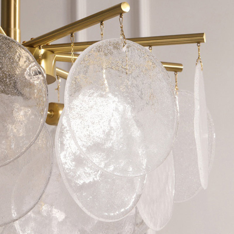 Contemporary Scandinavian Tapered Round Chandelier - 6/8/10 Lights, Glass & Iron Design for Living Room