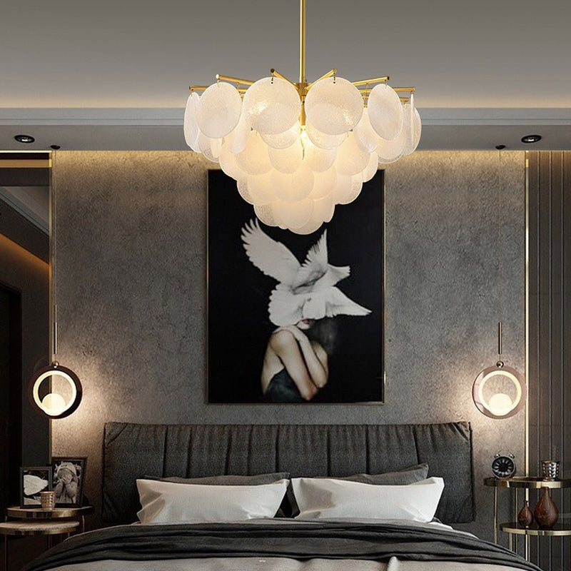 Contemporary Scandinavian Tapered Round Chandelier - 6/8/10 Lights, Glass & Iron Design for Living Room