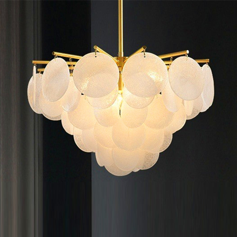 Contemporary Scandinavian Tapered Round Chandelier - 6/8/10 Lights, Glass & Iron Design for Living Room