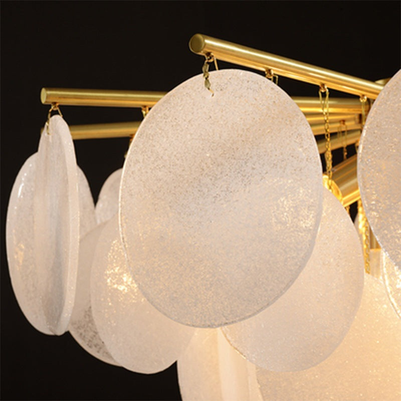 Contemporary Scandinavian Tapered Round Chandelier - 6/8/10 Lights, Glass & Iron Design for Living Room