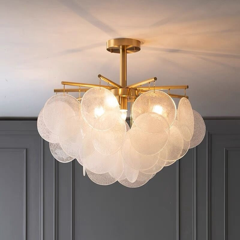 Contemporary Scandinavian Tapered Round Chandelier - 6/8/10 Lights, Glass & Iron Design for Living Room